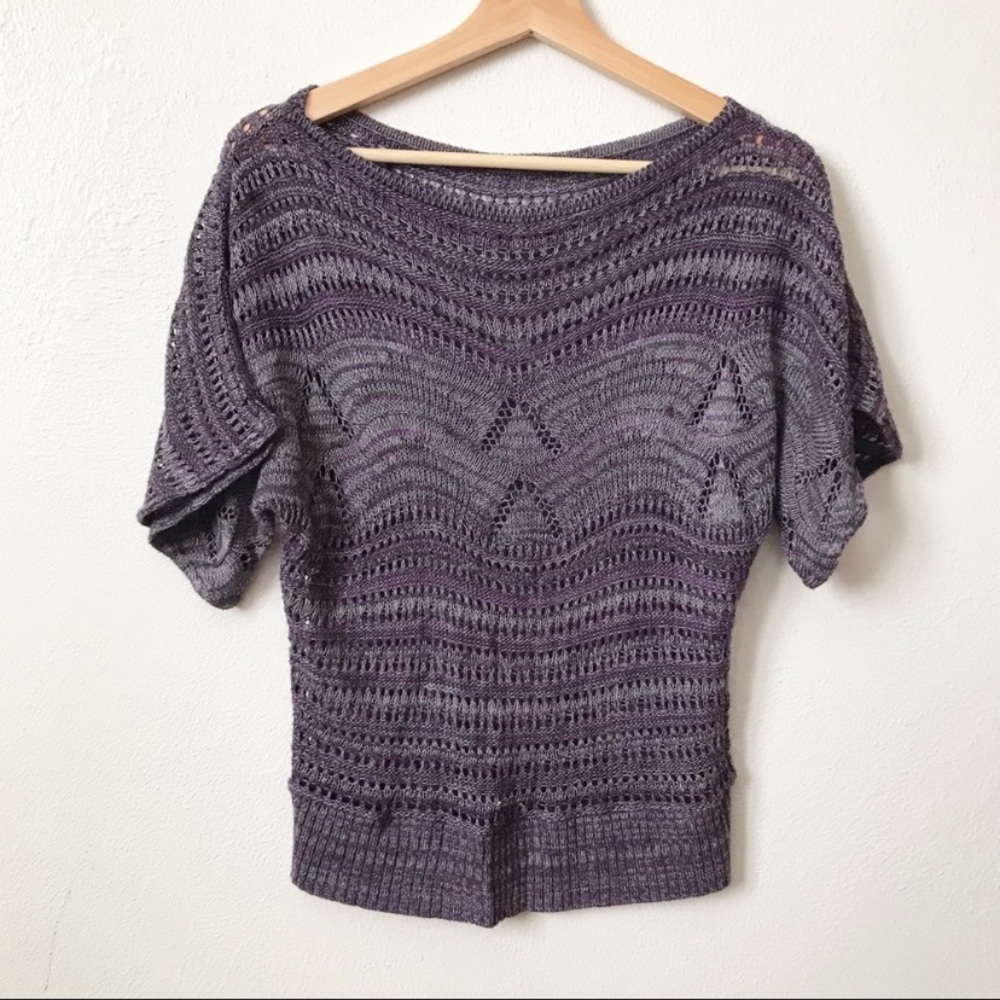 Vintage • Purple and Gray Knitted Sweater Top